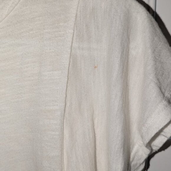 T. LA Anthropologie Ivory Modal Blend Flutter Ruffle Short Sleeve Tee Top Shirt - Picture 4 of 4